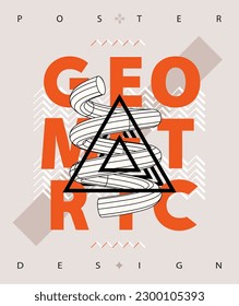 Retro futurism and cyberpunk poster design. Geometric shapes with big typography.