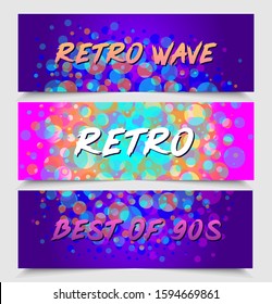 Retro Futurism flyer set. Vector futuristic synth wave illustration. 80s Retro poster Background. Good design for poster, t-shirt  print design and poster background. Futuristic vector illustration