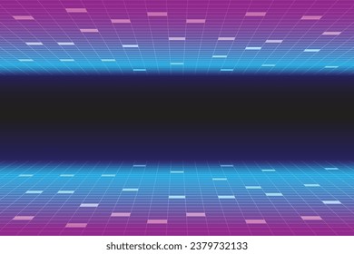 Retro Futurism Sci-Fi Background. glowing neon grid. and stars from vintage arcade computer games