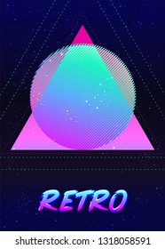 Retro futurism. Vintage 80s or 90s geometric style abstract background. Good design for textile t-shirt print design, flyer and poster background. Futuristic vector illustration in bright neon colors.