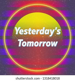 Retro Futuristic, 80's scene, Synthwave, Vaporwave, Glowing Neon. Stylish poster or background, Trendy graphics. Eps10 Vector.