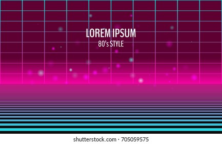 Retro futuristic abstract background made in 80s style. Abstract background with neon grids in vintage style. Vector illustration for your graphic design.
