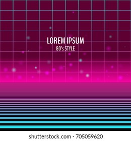 Retro futuristic abstract background made in 80s style. Abstract background with neon grids in vintage style. Vector illustration for your graphic design.