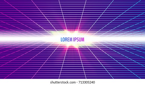 Retro futuristic abstract background made in 80s style. Abstract background with neon grids in vintage style. Vector illustration for your graphic design.