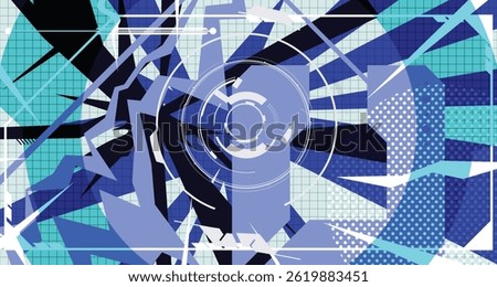 Retro Futuristic Abstract Graffiti Background Bold Wireframe Elements and Modern Comic Style Shapes