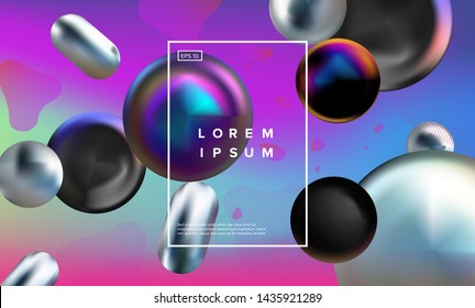 Retro futuristic abstract minimal vector background with geometric liquid 3d shapes. Vaporwave / retrowave/ cyberpunk 80s-90s neon aesthetics style, like in old arcade games.