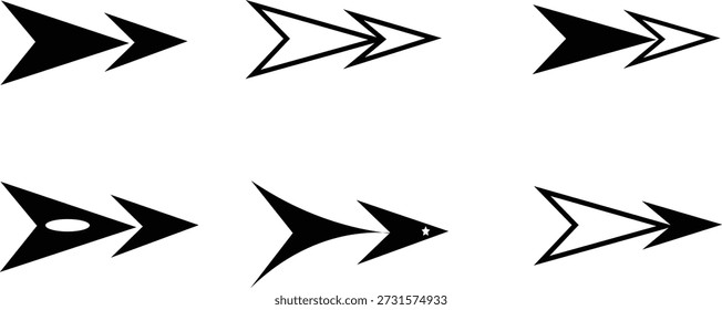 Retro Futuristic Arrow Vector Set, Mid-Century Modern Space Age Directional Icons, Abstract Minimalist Pointer Graphic Elements