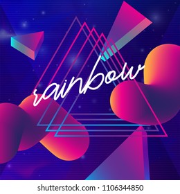 Retro futuristic background 1980s style. Retro 80s fashion Sci-Fi Background  in bright neon colors. Synth retro wave  illustration.