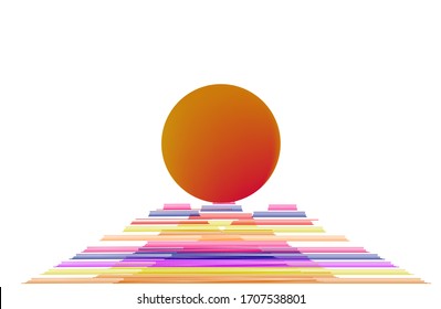 Retro futuristic background 1980s style. Retro 80s fashion Sci-Fi Background in bright neon colors. Classic 80s design vector illustration