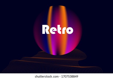 Retro futuristic background 1980s style. Retro 80s fashion Sci-Fi Background in bright neon colors. Classic 80s design vector illustration