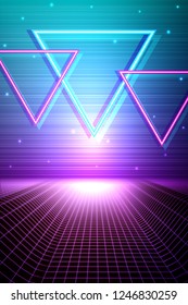 Retro Futuristic background 80s style