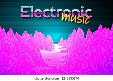 Retro Futuristic background 80s style