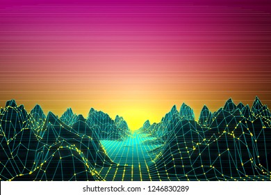 Retro Futuristic background 80s style