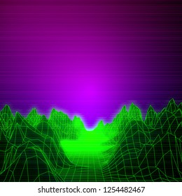 Retro futuristic background 80s style