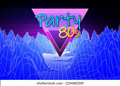 Retro futuristic background 80s style