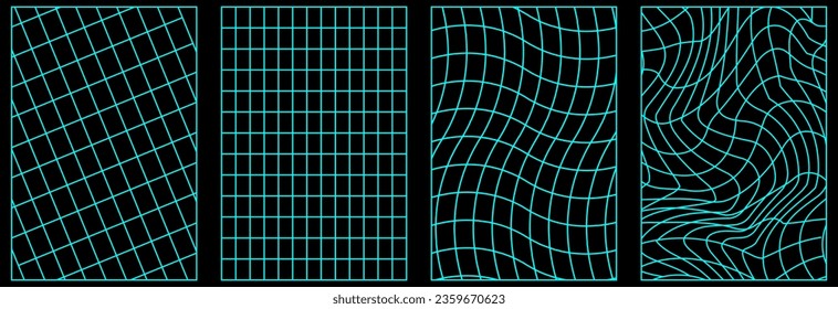 Retro futuristic backgrounds set. Vector illustration
