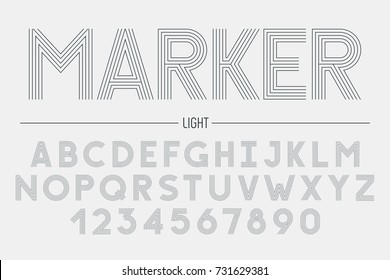 Retro Futuristic Bold Decorative Font Design, Alphabet, Typeface, Typography. Vector Illustration