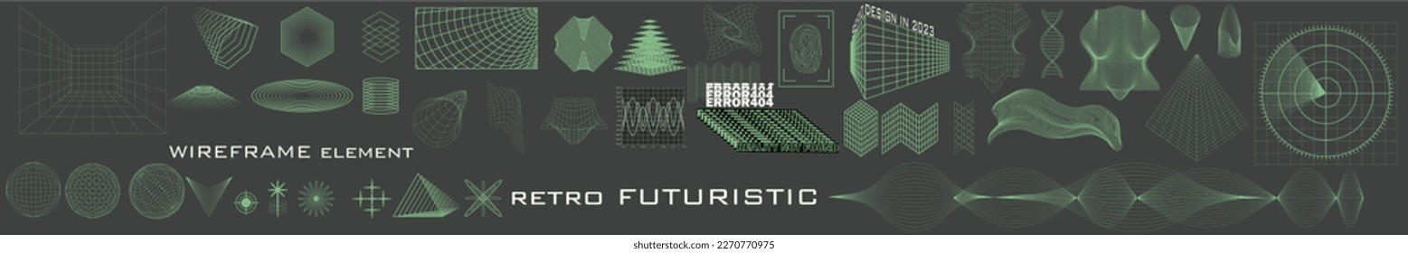 retro futuristic contain 40 wireframe element