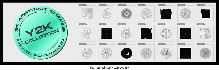 Retro futuristic elements for design. Big collection of abstract graphic geometric objects. Abstract bauhaus forms. Minimalist linear form. Vector illustration