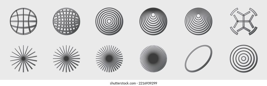 Retro futuristic elements for design. Big collection of abstract graphic geometric objects. Abstract bauhaus forms. Style 80s 90s. Vector illustration