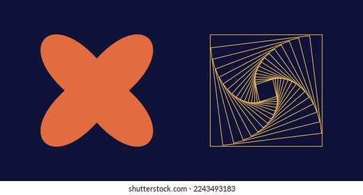 Retro futuristic elements for design. Big collection of abstract graphic geometric symbols. Elements for graphic decoration. Projects, posters, banners. Vector illustration