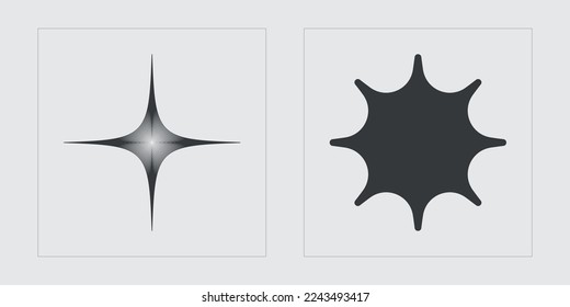 Retro futuristic elements for design. Big collection of abstract graphic geometric symbols. Modern abstract forms. Isolated on black background. Vector illustration