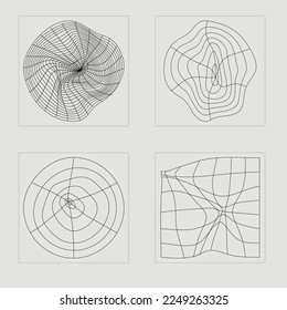 Elementos retro futuristas para el diseño. Gran colección de símbolos geométricos gráficos abstractos. Formas abstractas modernas. Retro Futurista. Ilustración del vector