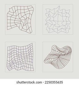 Retro futuristic elements for design. Brutalism star and flower shapes. For modern T-shirts designed. Retro Futurist. Vector illustration