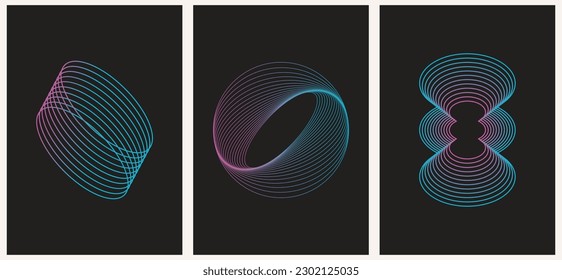 Retro futuristic elements for design. Collection of abstract graphic geometric symbols and objects in y2k style. Templates for pomters, banners, stickers, business cards