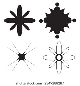Retro futuristic elements for design. Collection of abstract graphic geometric symbols and objects in y2k style. Templates for  banners, stickers, business cards