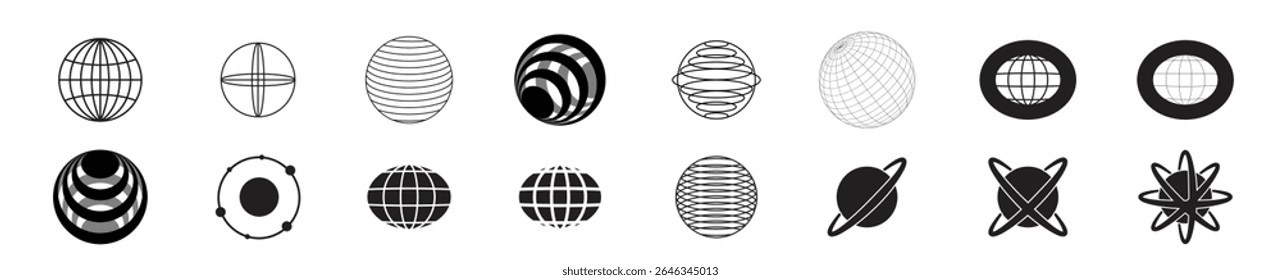 Elementos futuristas retro para el diseño. Colección de símbolos geométricos gráficos abstractos y objetos en estilo Y2K