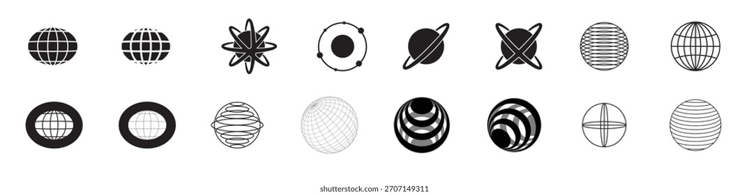 Retro futuristic elements for design. Collection of abstract graphic geometric symbols and objects in y2k style