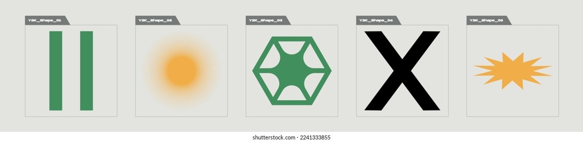 Retro futuristic elements for design. Extraordinary Graphic Assets. Cyberpunk elements. Retro Futurist. Vector illustration