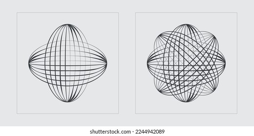 Retro futuristic elements for design. Extraordinary Graphic Assets. Modern abstract forms. Isolated on black background. Vector illustration