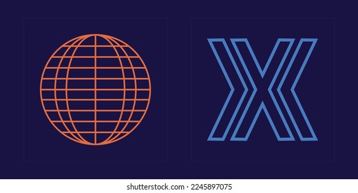 Retro futuristic elements for design. Extraordinary Graphic Assets. Elements for graphic decoration. Anti-design. Vector illustration