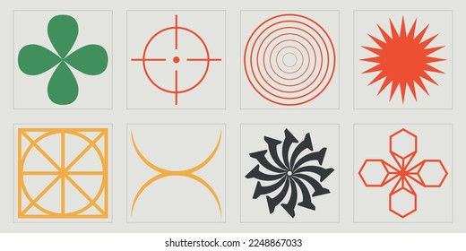 Retro futuristic elements for design. Extraordinary Graphic Assets. Cyberpunk elements. Futuristic. Vector illustration