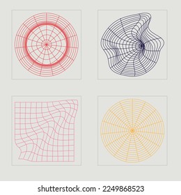 Retro futuristic elements for design. Extraordinary Graphic Assets. Modern abstract forms. Isolated on black background. Vector illustration