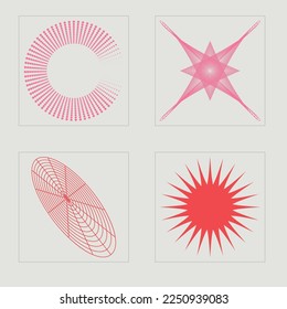 Retro futuristic elements for design. Extraordinary Graphic Assets. Modern abstract forms. Stars, starburst . Vector illustration