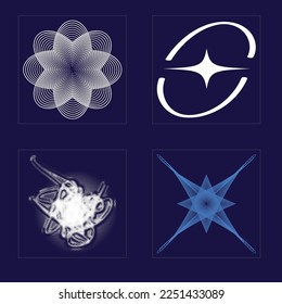Retro futuristic elements for design. Extraordinary Graphic Assets. Cyberpunk elements. Stars, starburst . Vector illustration