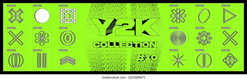 Elementos retro futuristas para el diseño. Gran conjunto de objetos retro para el diseño. Objetos con estilo y2k. Forma lineal minimalista. Ilustración del vector