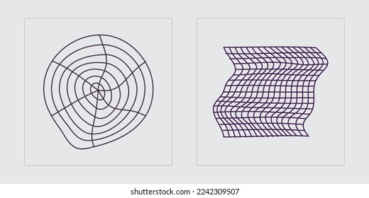 Retro futuristic elements for design. Large set of retro objects for design. Objects in y2k style. Futuristic. Vector illustration