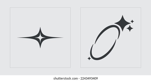 Retro futuristische Elemente für Design. Große Auswahl an Retro-Objekten für Design. Cyberpunk-Elemente. Sterne, Starburst. Vektorgrafik