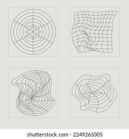 Retro futuristic elements for design. Large set of retro objects for design. Objects in y2k style. Projects, posters, banners. Vector illustration