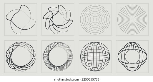 Elementos retro futuristas para el diseño. Gran conjunto de objetos retro para el diseño. Iconos minimalistas planos. Estrellas, starburst. Ilustración del vector