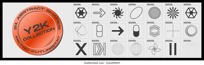 Retro futuristische Elemente für Design. Minimalistische geometrische Elemente. Abstraktes Bauhaus bildet sich. Cyber neo futuristisch. Vektorgrafik