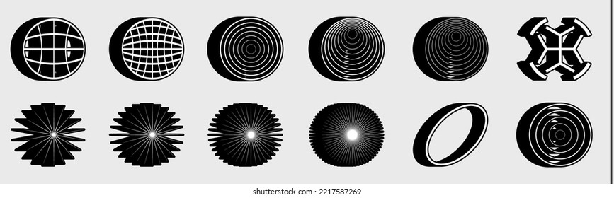 Retro futuristic elements for design. Minimalist geometric elements. Abstract bauhaus and boho cosmic style. Icons Collection. Vector illustration