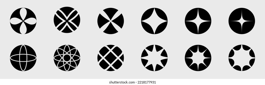 Retro futuristic elements for design. Minimalist geometric elements. Frames inspired brutalism. Glitch brutalism shapes. Vector illustration