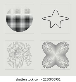 Retro futuristic elements for design. Rave psychedelic retro futuristic set. Modern abstract forms. Retro Futurist. Vector illustration