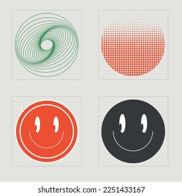 Retro futuristic elements for design. Rave psychedelic retro futuristic set. Modern abstract forms. Anti-design. Vector illustration