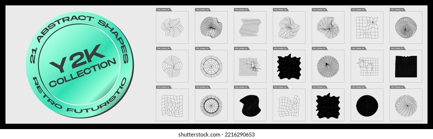 Retro futuristic elements for design. Trendy geometric design elements. Abstract bauhaus and boho cosmic style. Minimalist linear form. Vector illustration